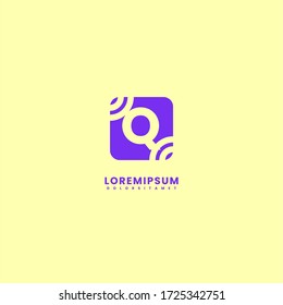 simple modern purple rounded square Q logo letter clean design concept