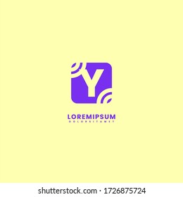 simple modern purple rounded square Y logo letter clean design concept