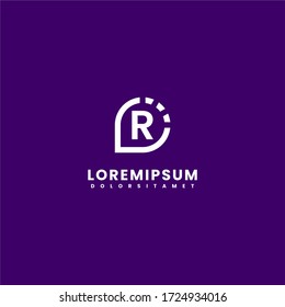 carta de logotipo R simple moderna aislada en el concepto de diseño de fondo morado