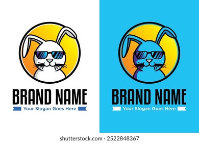 coelho moderno simples com óculos mascote vetor ilustração logotipo design