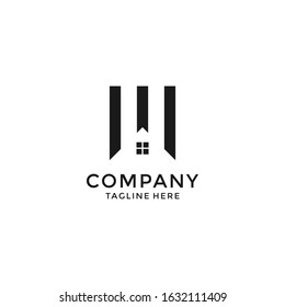 simple modern real estate with line art logo design vector