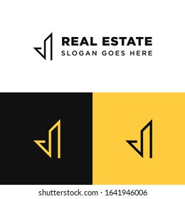 Plantilla de logotipo inmobiliario simple y moderno para su empresa