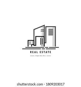 El sencillo y moderno logotipo de la plantilla inmobiliaria hecho con "sombra y sombra".