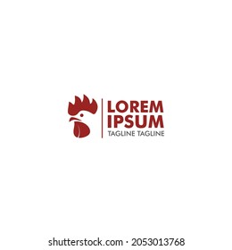 Simple modern red chicken logo 