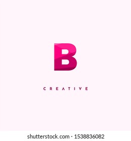 simple modern red multi colour B logo letter design concept isolated on pink background.