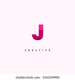 simple modern red multi colour J logo letter design concept isolated on pink background.