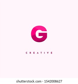 simple modern red multi colour G logo letter design concept isolated on pink background.