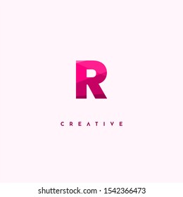 simple modern red multi colour R logo letter design concept isolated on pink background.