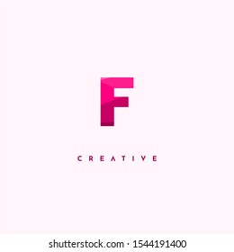 simple modern red multi colour F logo letter design concept isolated on pink background.