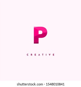 simple modern red multi colour P logo letter design concept isolated on pink background.
