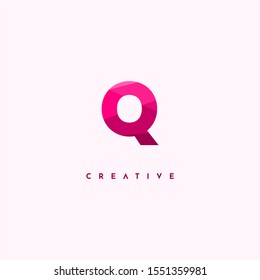 simple modern red multi colour Q logo letter design concept isolated on pink background.