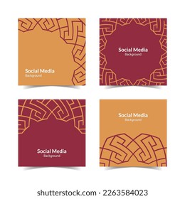 simple and modern red orange ornamental square flat social media background