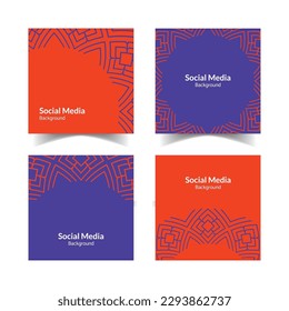 simple and modern red purple floral square flat social media background
