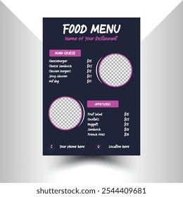 Simple and modern restaurant food menu vector image design eps template