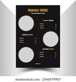 Diseño de Imagen de Vector de menú de comida de restaurante simple y moderno esp. Plantilla