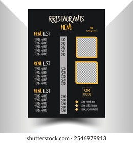 Simple and modern restaurant food menu vector image design esp. template