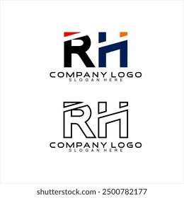 Simple modern RH letter logo design.
