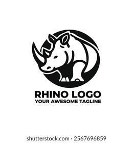 Simple and Modern Rhino Logo Monogram