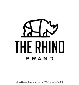Logotipo simples e moderno de rinoceronte. Logotipo Minimalismo rinoceronte Vida selvagem animal africana