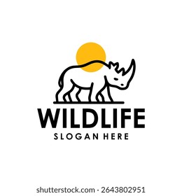 Simple and modern rhino logo. Logo Rhinoceros minimalism African animal wildlife
