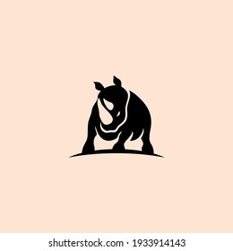 A simple and modern rhinoceros logo design.