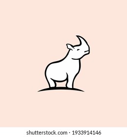 A simple and modern rhinoceros logo design.