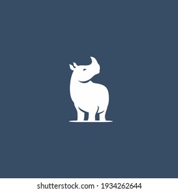 A simple and modern rhinoceros logo design