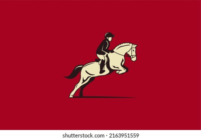 Simple Modern Riding Horse Logo Illustration