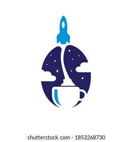 simple modern rocket launch coffee cup vector icon