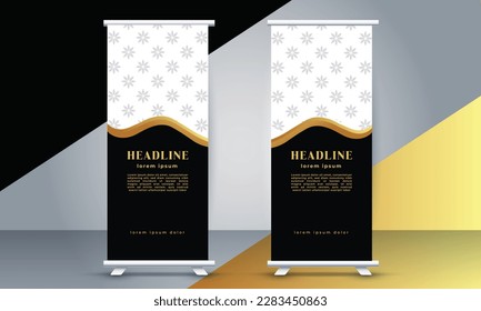 simple  Modern  rollup standee banner in golden color	