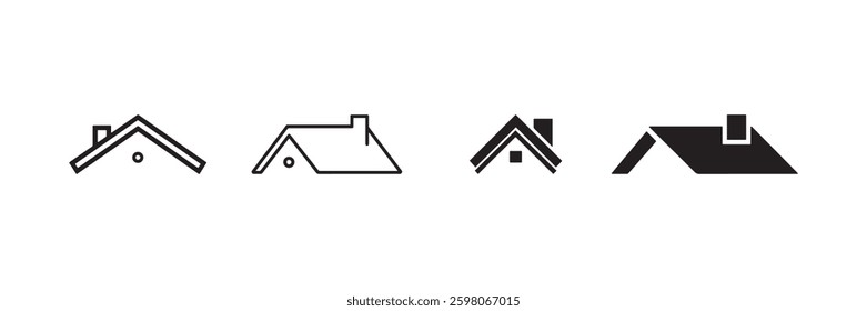 Simple and modern roof icons set perfect for real estate construction and home design projects high-quality vector for web and print use