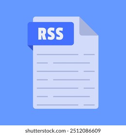 Simple and modern rss file extension vector illustration flat design isolated on blue background