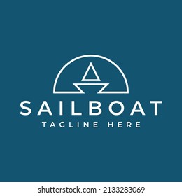 simple and modern sail boat logo design