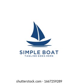 Simple modern Sailboat dhow ship line art logo design