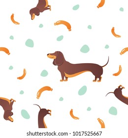 Simple modern Seamless pattern with dog and graass.  Cartoon pattern. The template for the cover fabric, books. Modern design for the fabric.