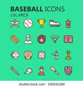 Simple modern set of baseball icons. Premium symbol collection. Vector illustration. Simple pictogram pack.
