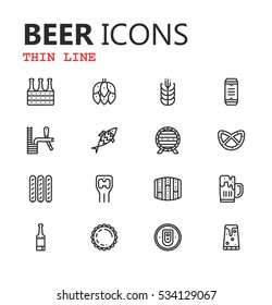 Simple modern set of beer thin line icons. Premium symbol collection. Vector illustration. Simple pictogram pack. Editable Stroke. Eps 10