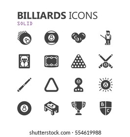 Simple modern set of billiards icons. Premium symbol collection. Vector illustration. Simple pictogram pack.