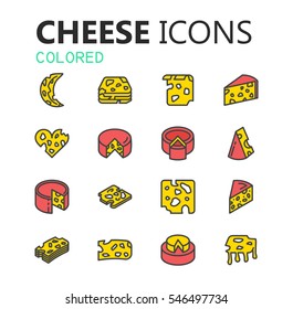 Simple modern set of cheese icons. Premium symbol collection. Vector illustration. Simple pictogram pack.