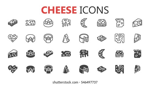 Simple modern set of cheese icons. Premium symbol collection. Vector illustration. Simple pictogram pack.