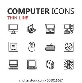 Simple modern set of computer icons. Premium symbol collection. Vector illustration. Simple pictogram pack.