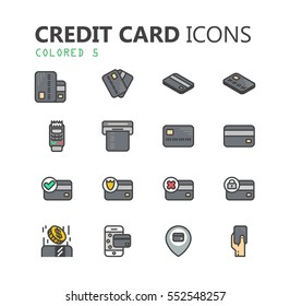 Simple modern set of credit card icons. Premium symbol collection. Vector illustration. Simple pictogram pack.
