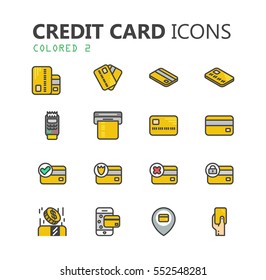 Simple modern set of credit card icons. Premium symbol collection. Vector illustration. Simple pictogram pack.