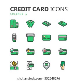 Simple modern set of credit card icons. Premium symbol collection. Vector illustration. Simple pictogram pack.