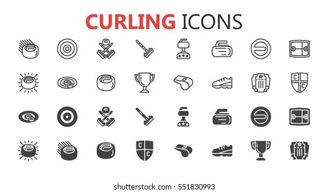 Simple modern set of curling icons. Premium symbol collection. Vector illustration. Simple pictogram pack.