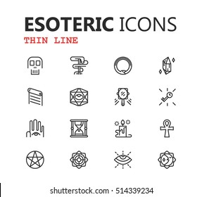 Simple Modern Set Of Esoteric And Magic Thin Line Icons. Premium Symbol Collection. Vector Illustration. Simple Pictogram Pack. Editable Stroke.