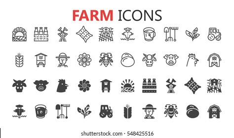 Simple modern set of farm icons. Premium symbol collection. Vector illustration. Simple pictogram pack.