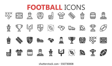 Simple Modern Set Of Football And Rugby Icons. Premium Symbol Collection. Vector Illustration. Simple Pictogram Pack.