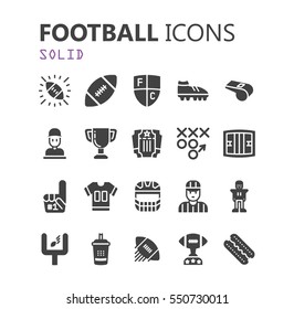 Simple modern set of football and rugby icons. Premium symbol collection. Vector illustration. Simple pictogram pack.