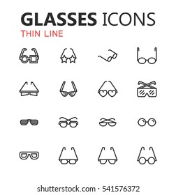 Simple modern set of glasses icons. Premium symbol collection. Vector illustration. Simple pictogram pack.